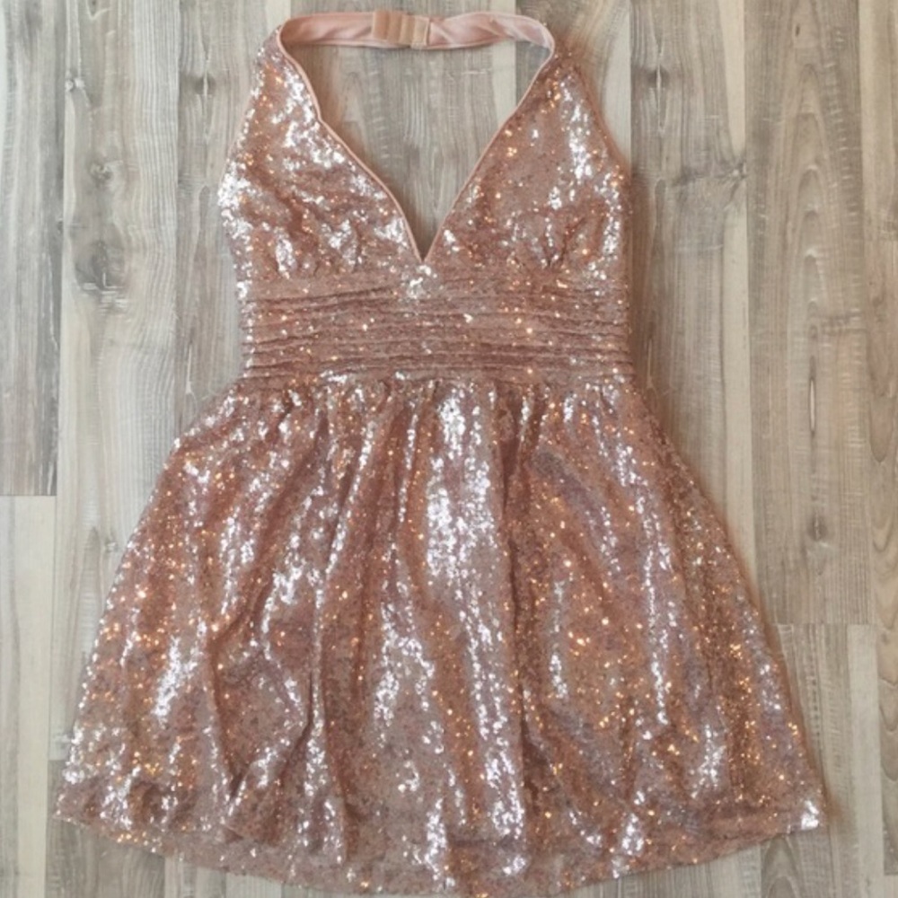 Rose gold sequin dress